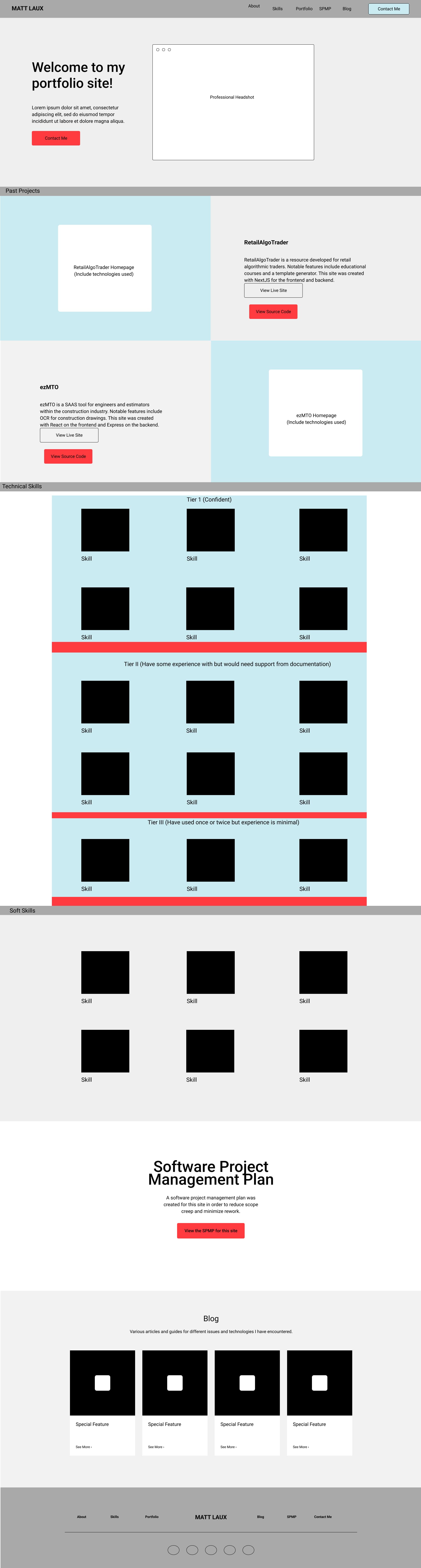 Wireframe for Portolio Site